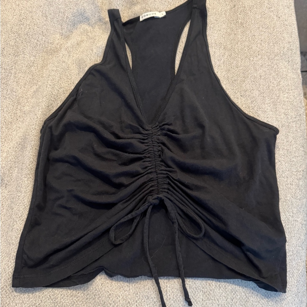 Urban Outfittets Black Ruched Tank Top